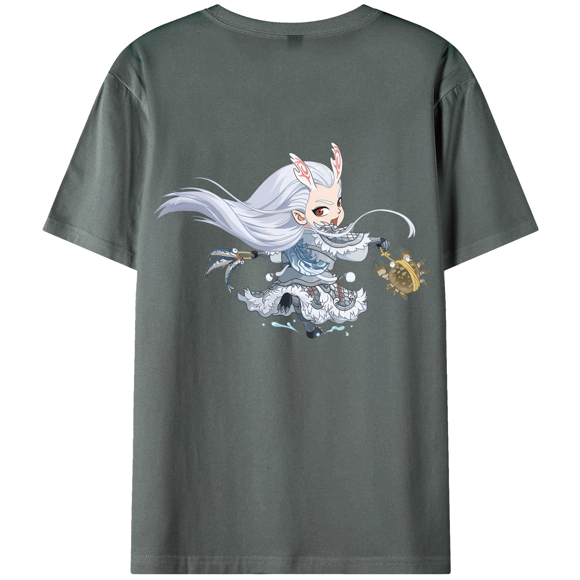 （画像用） Ne Zha 2 ナタ 魔童の大暴れ 綿100％ メンズ半袖Tシャツ（バックプリント） 通気性